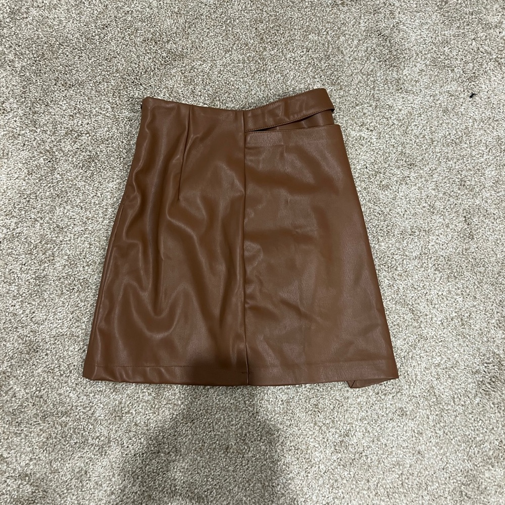 Ardene Brown Faux Leather Mini Skirt
